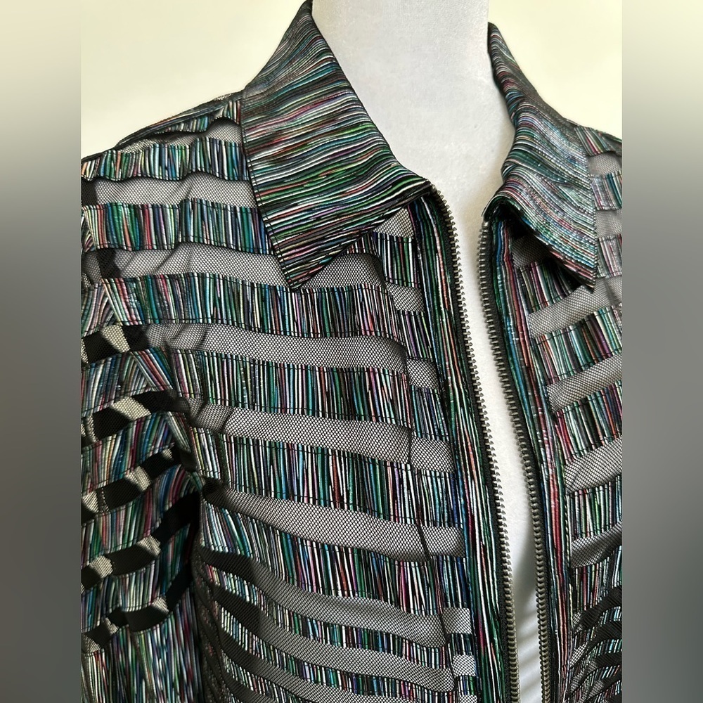 Blu Ice Zippered Long Sleeved Leather Jacket, size L - Picture 2 of 12